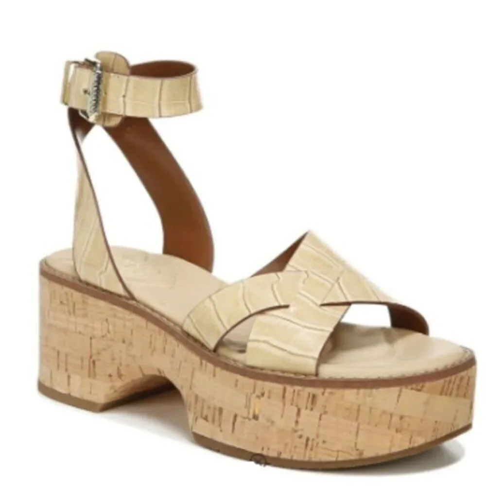 FRANCO SARTO Embossed Leather Platform‎ Sandal